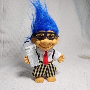 Copied - Russ Troll "Stock Broker" Doll, 5in BLUEhair